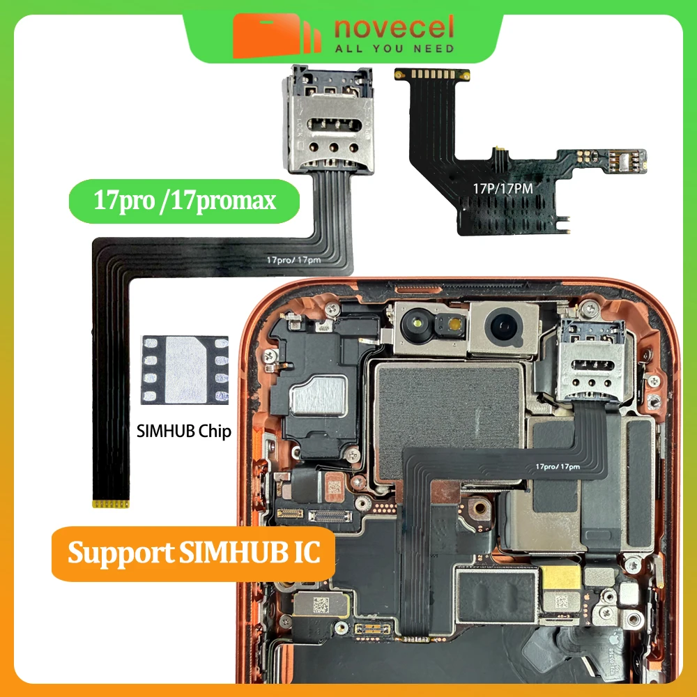 US Version Esim to Sim Card Flex Cable + ESIM for iPhone 17Pro 17 Pro Max Built-in MEP Integration Solution Support SIMHUB IC