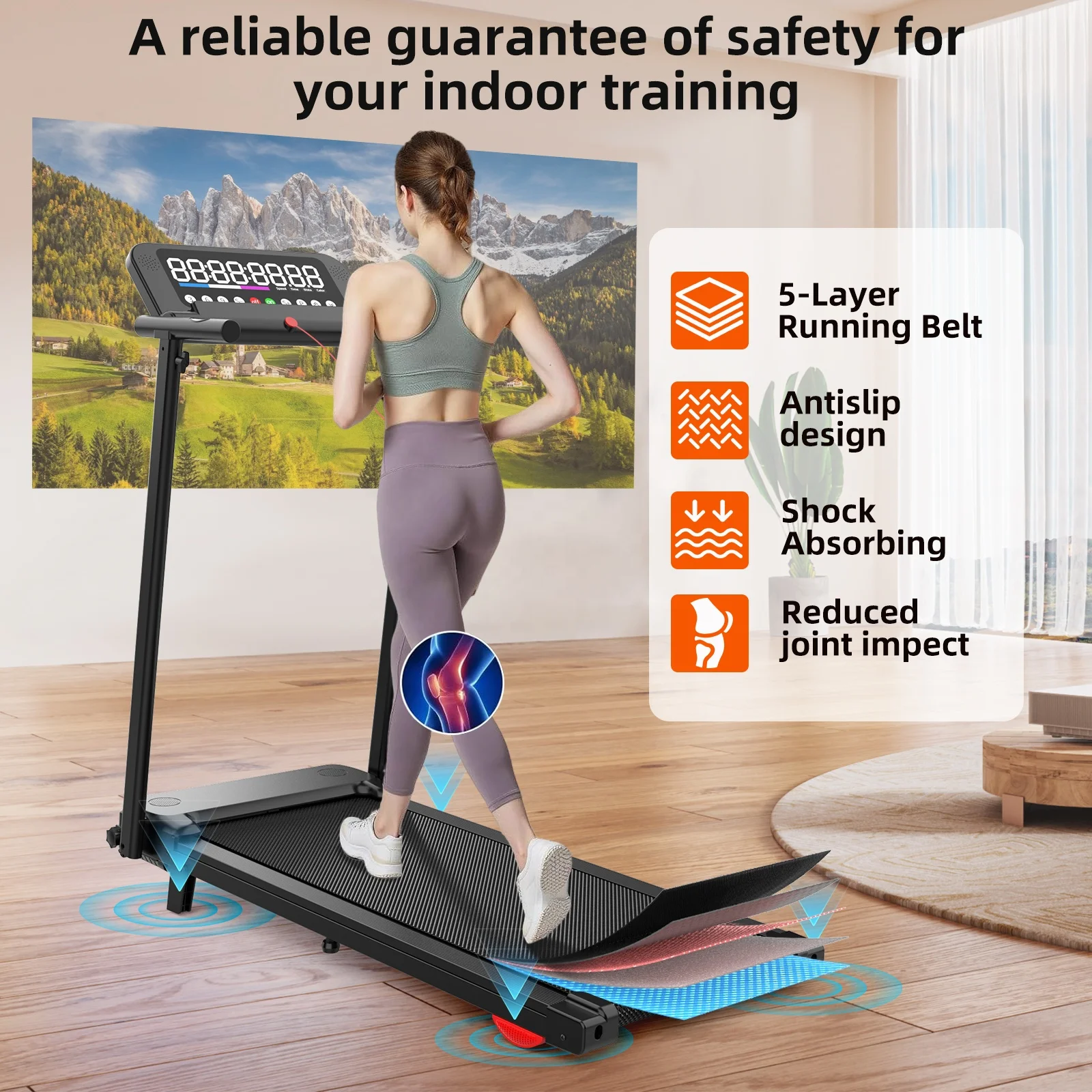 Minimalist Design Under Desk Treadmill Portable Electric Walking Pad Foldable Running Machine for Home Office Indoor Fitness