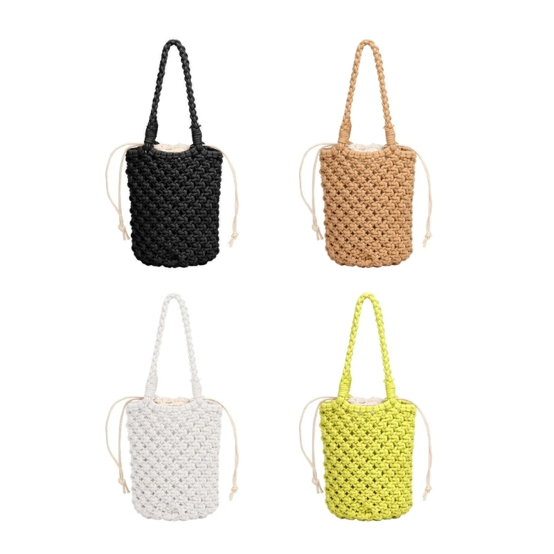 

Female Summer-Beach Bag Ladies Shopping Purse Women Fishnet Shoulder Bags Hollow Rope Woven Handbag Small Vacation Bag