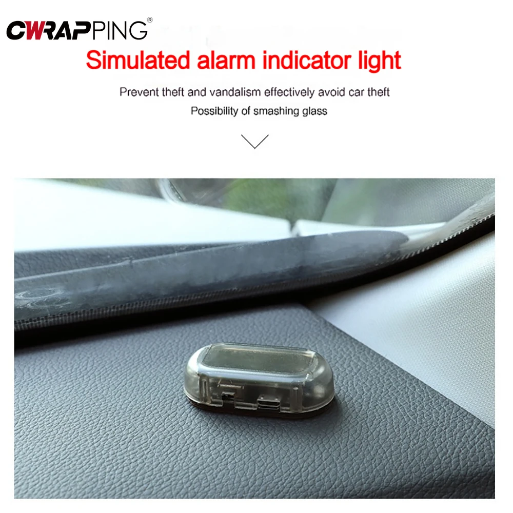 Anti Car Theft Mini Warning Light Solar Wireless Android Auto Alarm LED Dummy Anti-theft Power Lock Night Security Simulated