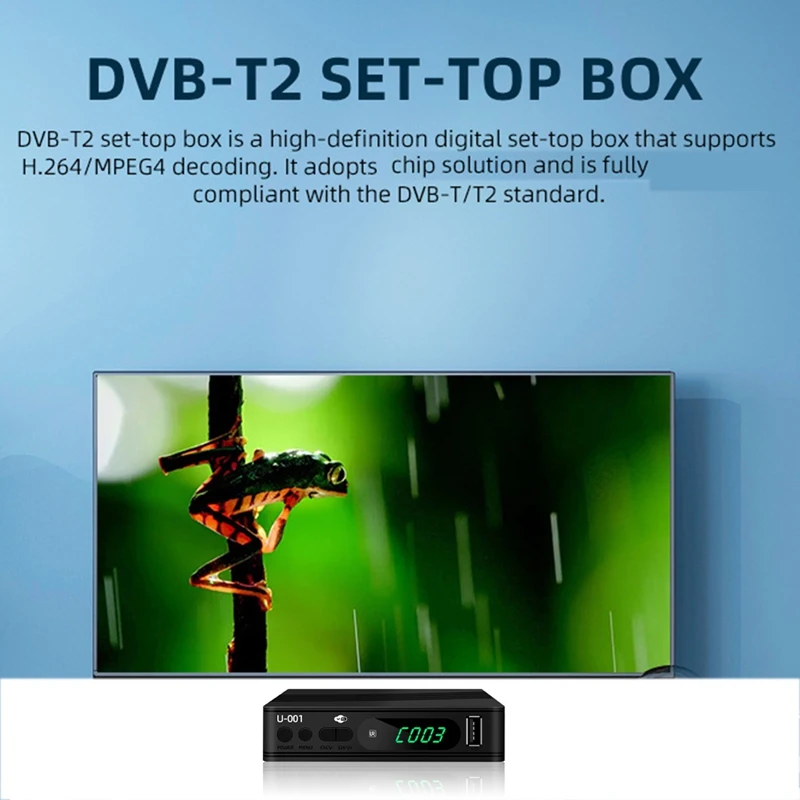 DVB-T2 TV チューナー 地上波衛星 TV レシーバー デジタル TV デコーダー HEVC DVBT2 H.264 HD TV ボックス USB 2.0 セットトップ ボックス EU プラグ