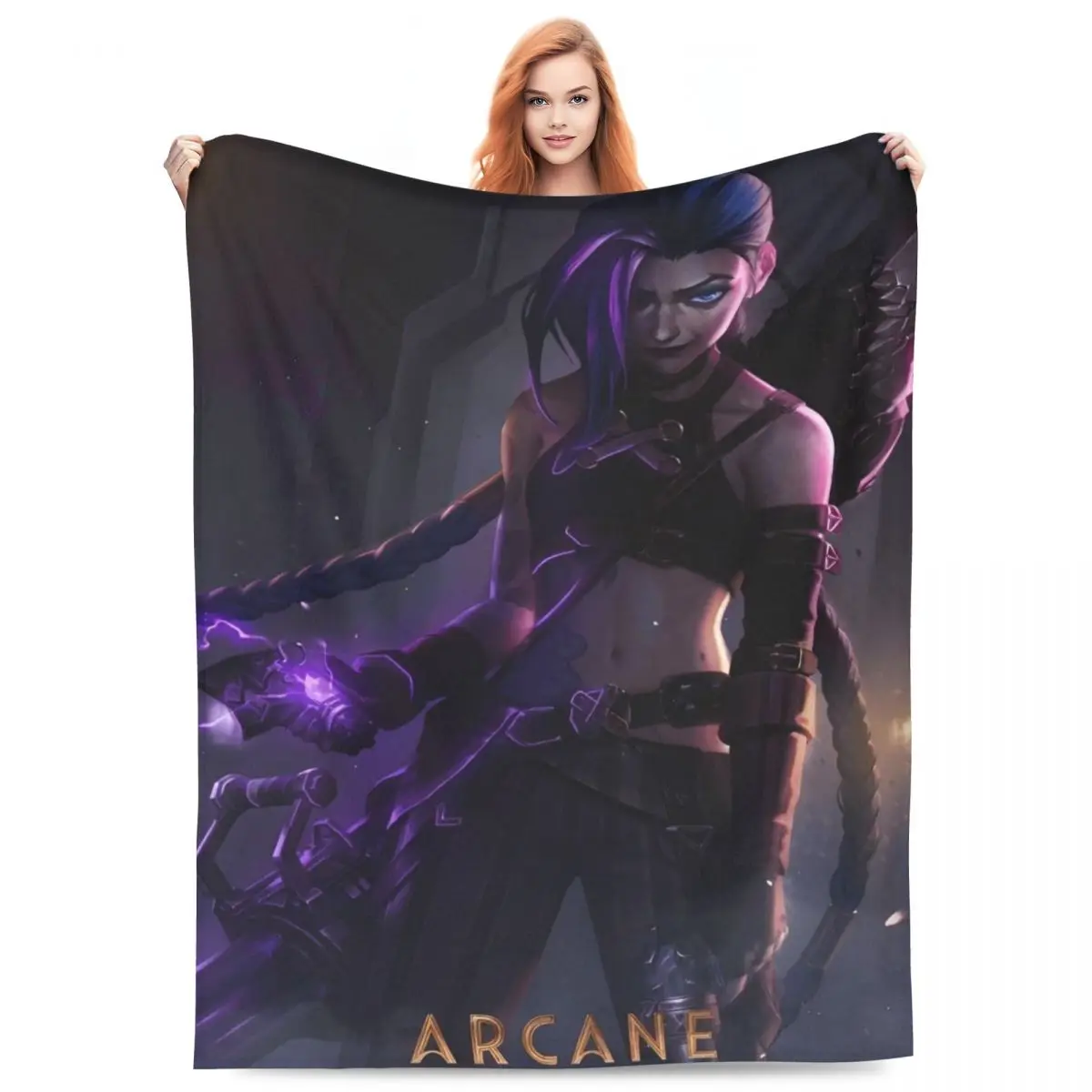 Jinx Arcane Jinx Blanket Cover Coral Fleece Plush Super Soft Throw Blankets for Bed Bedroom Quilt