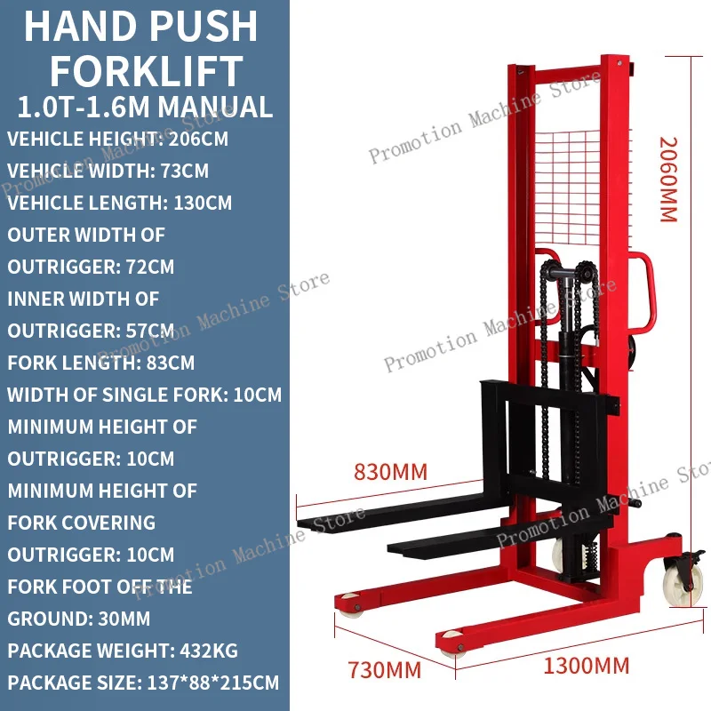 Electric forklift manual hydraulic hand push mobile lifting forklift Warehouse logistics handling forklift