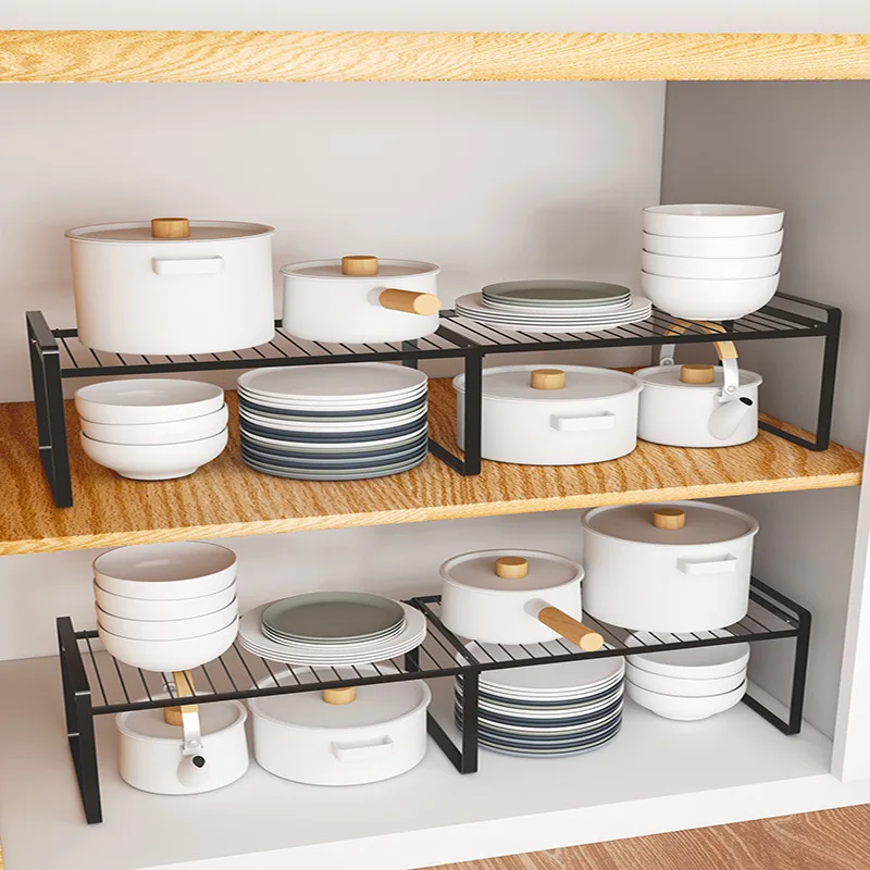 

Kitchen retractable rack, cabinet baffle layered dish rack