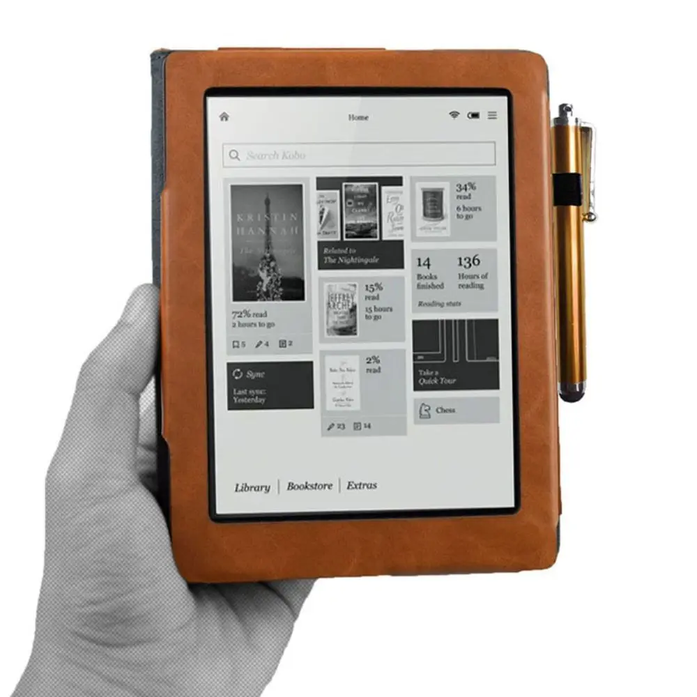 Funda para lector electrónico resistente al desgaste de 6 pulgadas con ranura para bolígrafo Funda protectora de cuero magnética a prueba de golpes para Kobo Aura 6 (Modelo: N514)