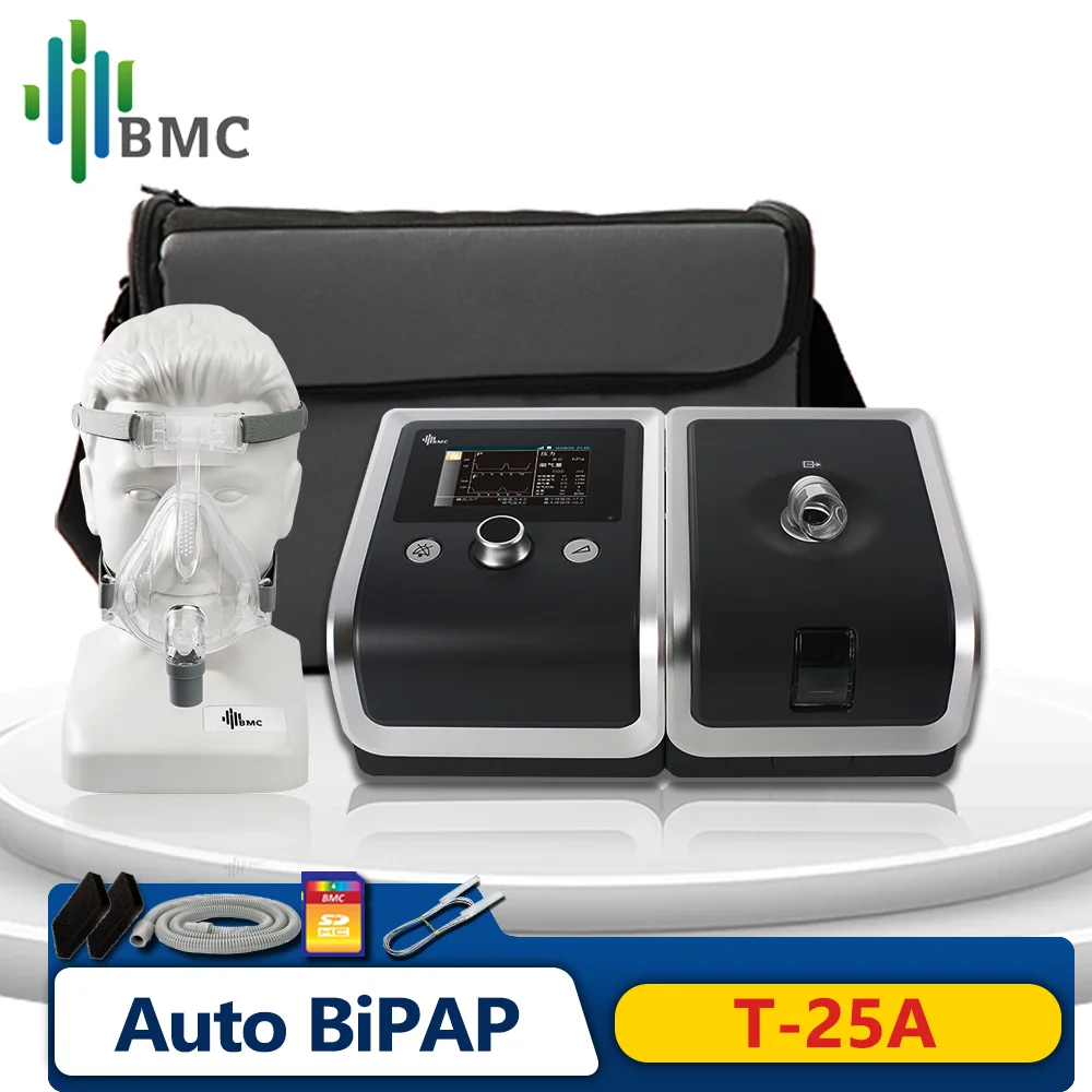 BMC T-25A BiPAP Machine Auto Noninvasive Ventilation Devices with Full Face CPAP Mask for Sleep Apnea Alternative CPAP Equipment