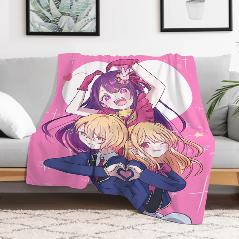 Oshi No Ko Anime Fleece Blanket Fluffy Soft Blankets for Decorative Sofa Furry Winter Warm Throw & Throws Bed Double Custom Home