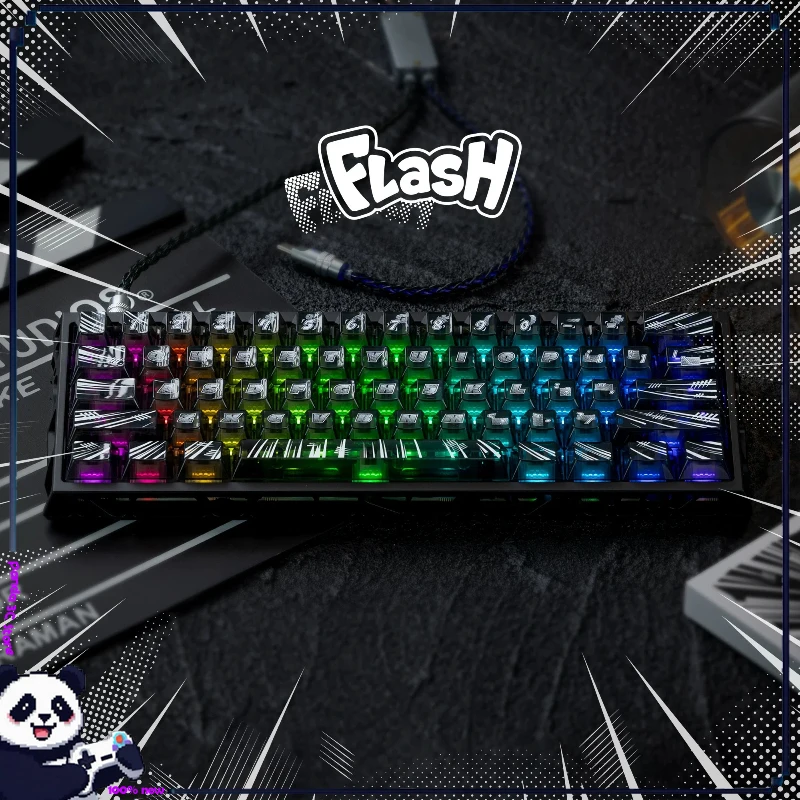 KBDfans Flash Black Transparent 60% ABS Shine-Through OEM UV Keycaps Custom Mod Magnetic Switch For Wooting Mechanical Keyboard