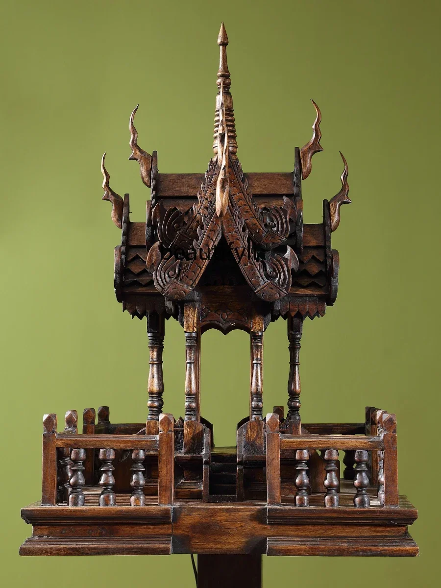 07 غرفة المعيشة الديكور مصباح أرضي من الخشب الصلب مصباح بهو على طراز جنوب شرق آسيا