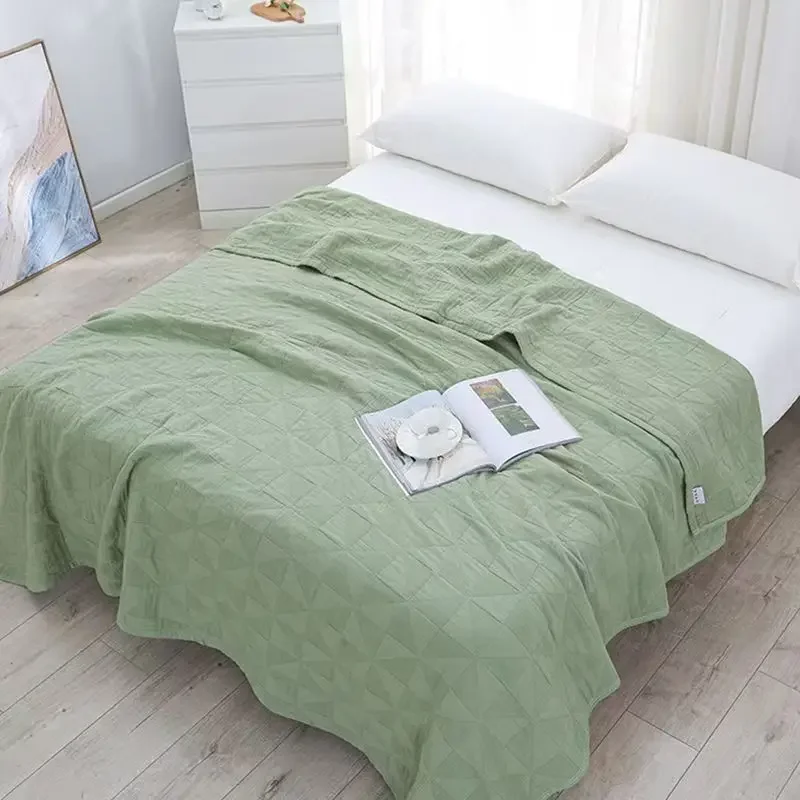 6-layer Pure Cotton Gauze Blanket Throw Twin Queen Size Bedspread Embroidery Towel Quilt Single And Double Bed Cover Bedsheet