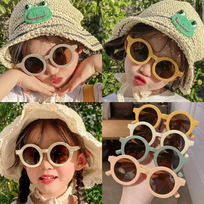 Children Cute Cartoon Small Frame Sunglasses Kids Round Glasses Baby Fashion Colors Sunglasses Boys Girls Sun Protection Eyewear