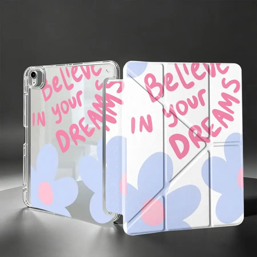 Flower Letters With Pen Slot Cover Tablet Case For iPad 9th 12th 10th Gen Mini 7 6 5 Pro 13 2025 2026 11th Air 8 M2 M3 3