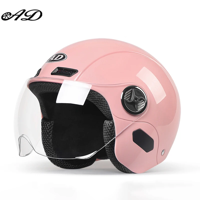 AD Motorcycle/Battery Car Helmet Men\'s And Women\'s Single Lens Visors Cute Half-helmet Summer Seasons Lightweight Safety Helmet