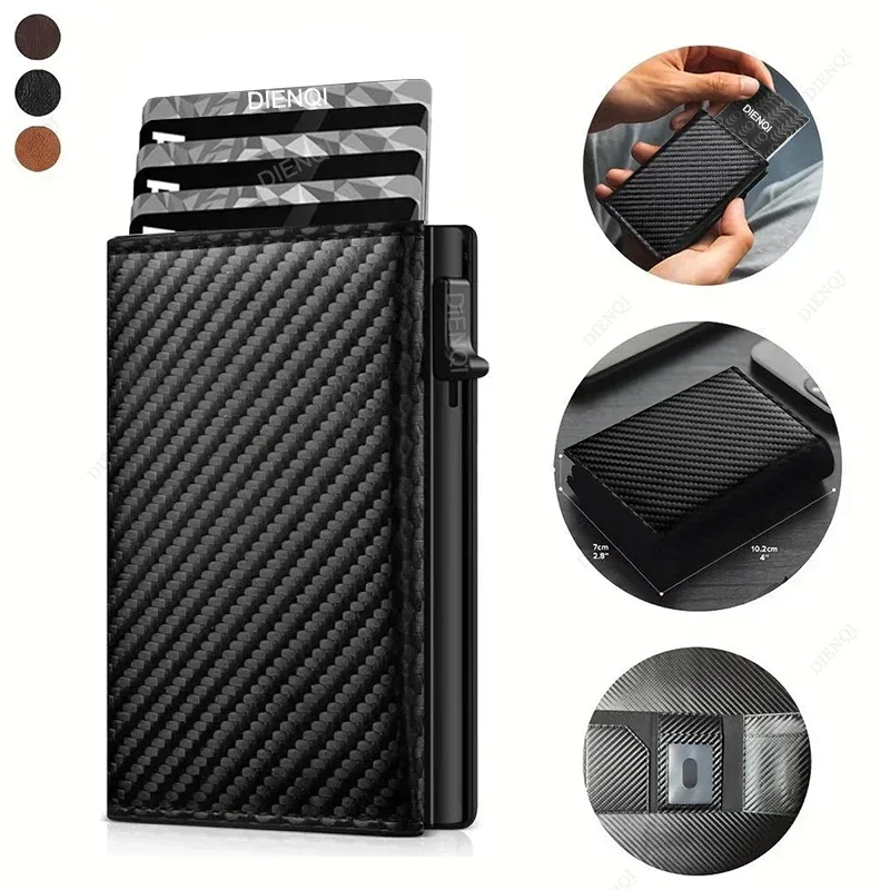 Rfid Men Wallet Credit Card Holder Money Bag Luxury Carbon Fiber Id Bank Cardholder Coin Purse Black Minimalist Wallet for Men