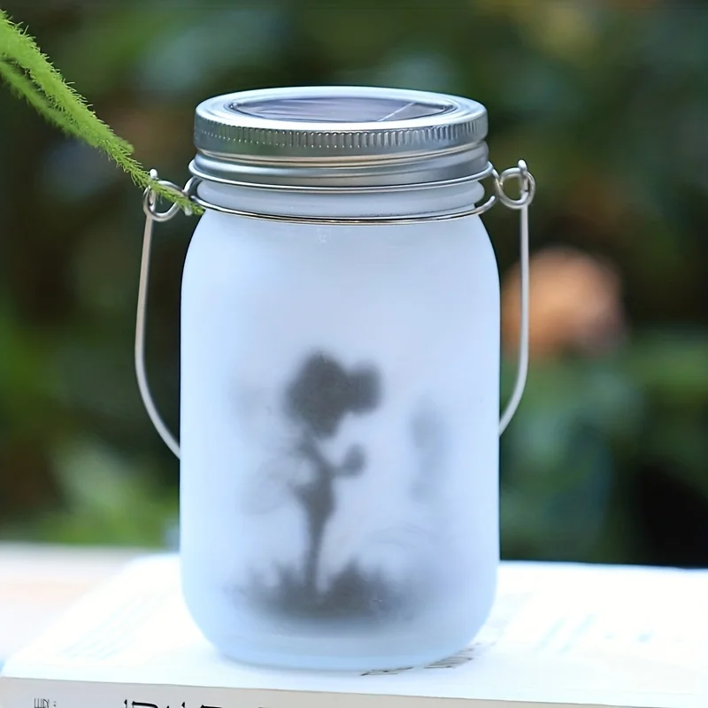 1pc Solar Garden Light Flower Fairy Elf Festival Gift Mason Jar Glass Bottle Colorful Warm White Light