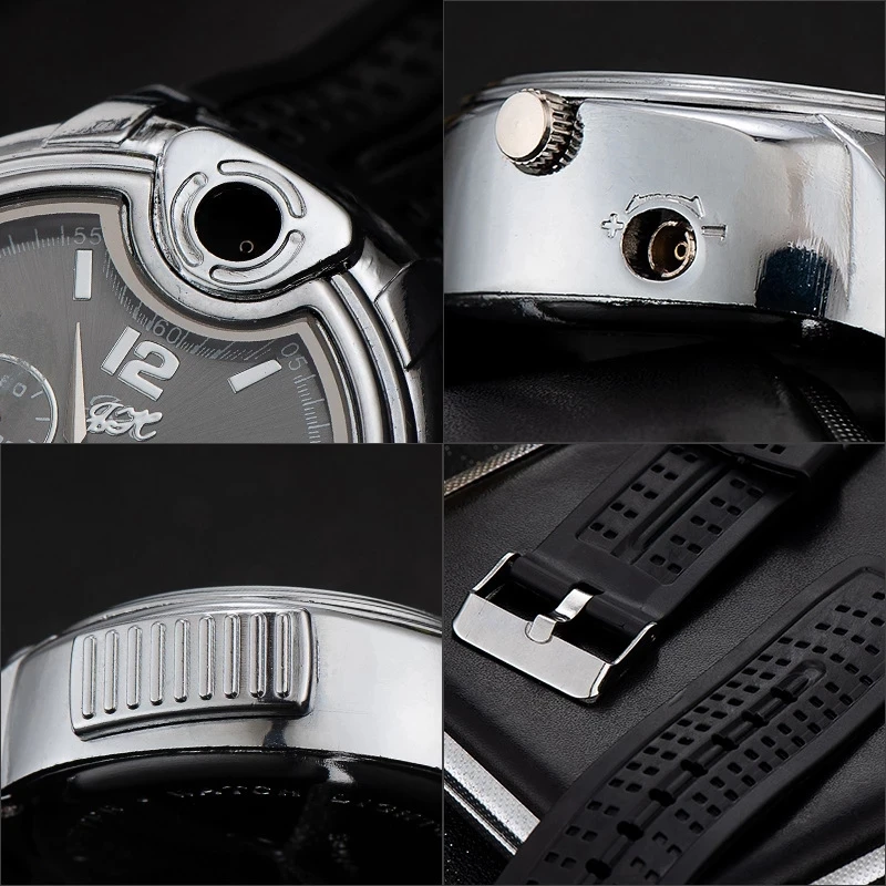 Cigarette Lighters Portable Windproof USB Charging Wrist Watch Wristwatches Unique Cigar Lighter Watch for Men Novelty Gift