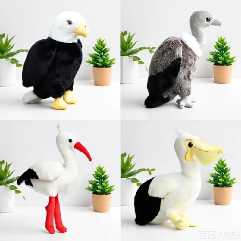 

New Bird Flamingo Vulture Plush Toy Realistic Pelican Eagle Doll Soft Vulture Pelican Animal Stuffed Toy Home Decor Gifts