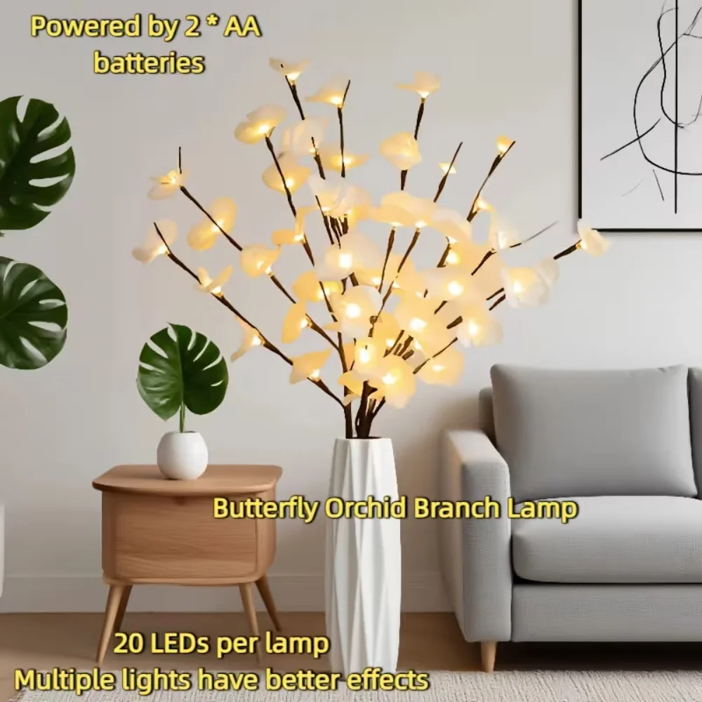 

LED Butterfly Orchid Branch Lights for Home Indoor Outdoor Garden Christmas Halloween Wedding Holiday Decoration