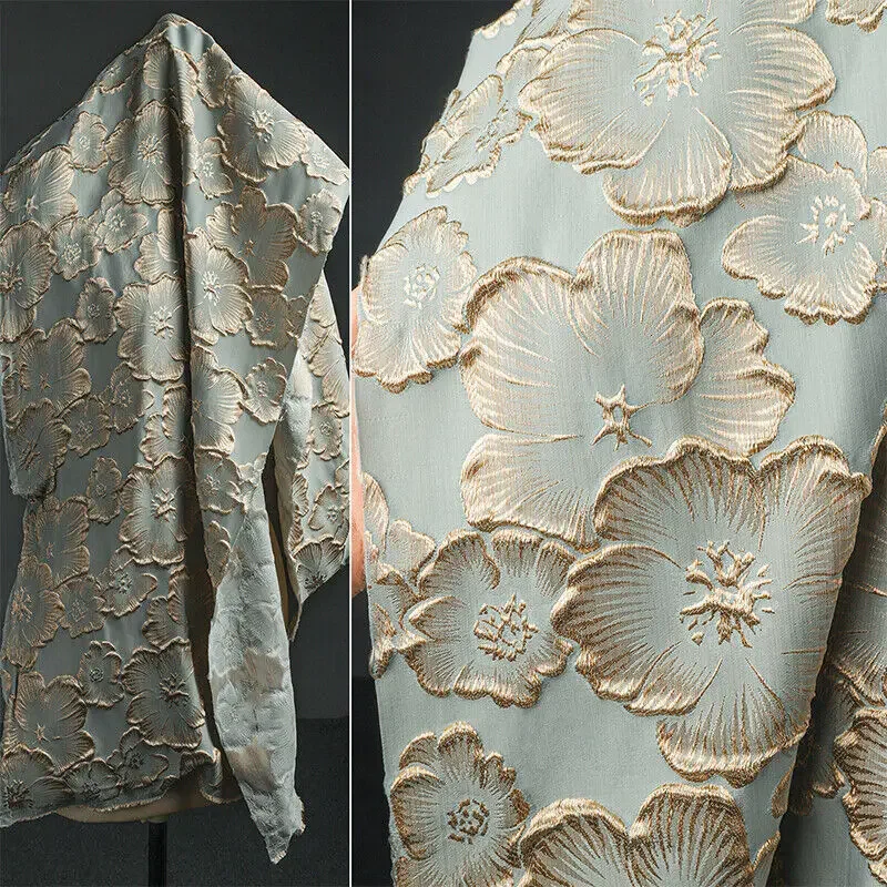 New Golden Silk Plum Blossom Cloth 3D Jacquard Fabric Embossed Texture Embroidery Sewing Cloth DIY Craft Supplies New