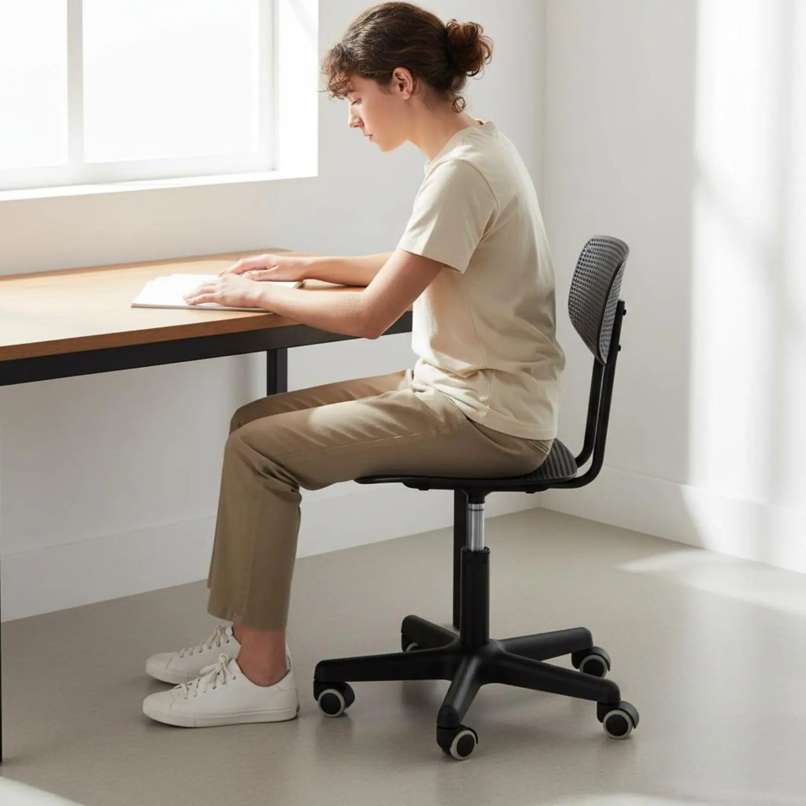 Adjustable Rolling Desk Chair Breathable Design Rolling Rotating Chair Space-Saving Waterproof for Teens view 5