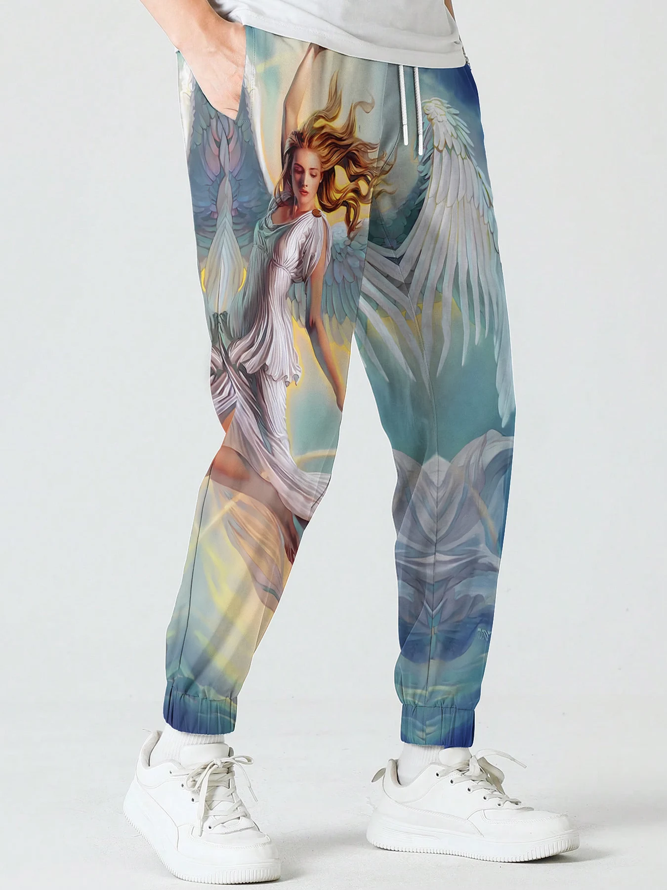 HX Christianity Angel Pants Fashion 3D Printed Joggers Casual Pockets Sportpants Harajuku Sweatpants Men Clothing Dropshipping