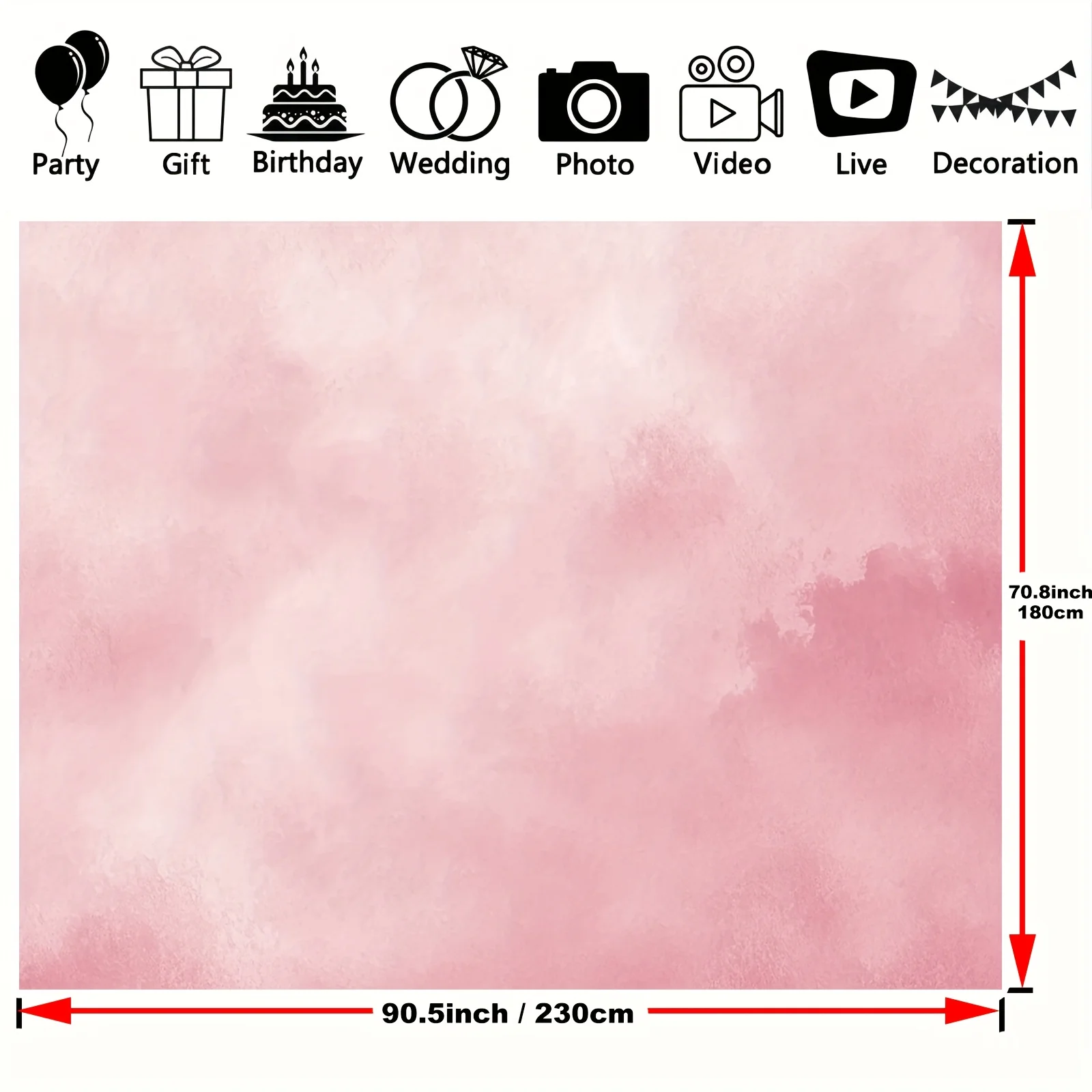 Ein flaches 2D-Aquarell-Polyester-Hintergrundtuch mit pastellfarbenem Design, geeignet für Hochzeiten, Geburtstage und Fotografie – Detail 7