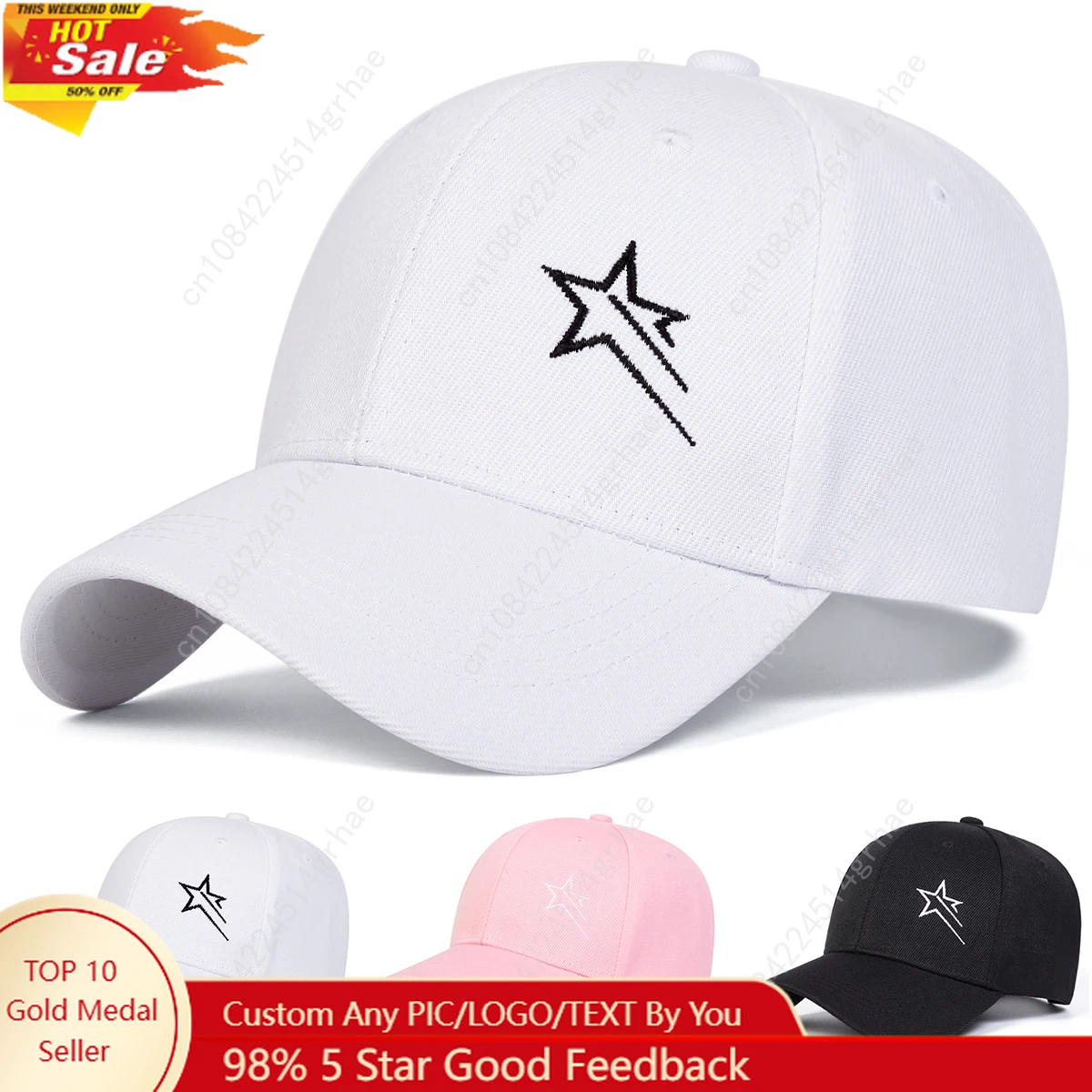 Unisex Five-pointed Star Embroidery Baseball Caps Spring and Autumn Outdoor Adjustable Casual Hats Hip Hop Hat Sunscreen Hat