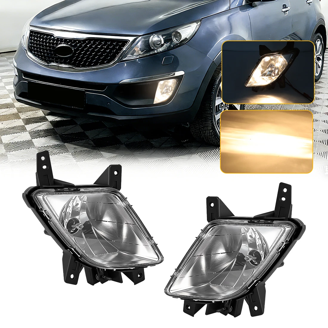 

For KIA Sportage 2011-2013 Halogen Fog Lamp Front Bumper Daytime Running Light Car Fog Light Foglamps 922013W000 922023W000 12V