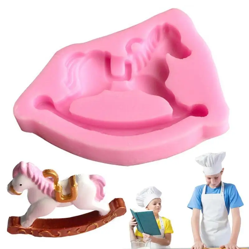 Resin Rocking Horse Silicone Mold Kitchen Baking Tool DIY Cake Pastry Fondant Moulds Dessert Chocolate Cake Decoration Supplies