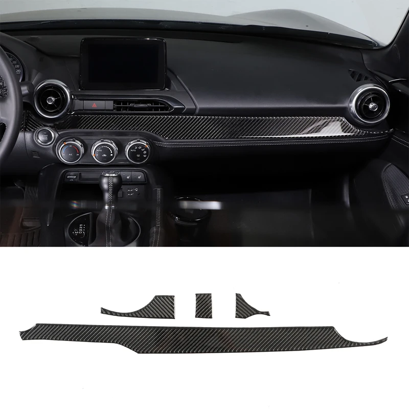 

For 2016-2023 Mazda MX-5 Soft Carbon Fiber Car Center Control Dashboard Decorative Strip Sticker Car Interior Accessories 4Pcs