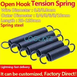 Open Hook Tension Spring Pullback Spring Coil Extension Spring Draught Spring Wire Diameter 0.5mm 0.8mmOuter Diameter 3-10mm