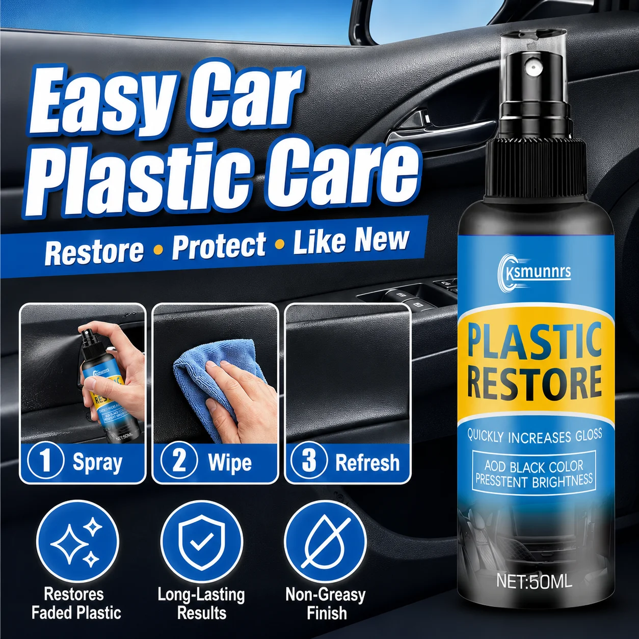 New Automobile plastic cleaning spray, interior refurbishment protector, long-term hydrophobic anti scratch coating, instrument