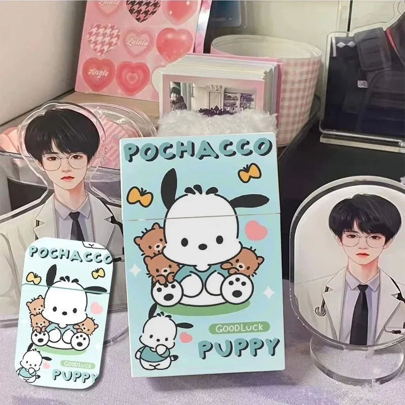 Papierośnica serii Sanrio wiele stylów Hello Kitty Kuromi Pochacco, moja melodia modna, charakterystyczna plastikowa śliczna karta do przechowywania