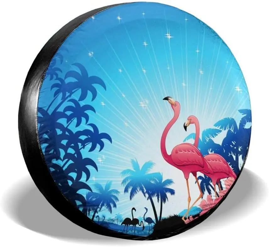 

Delerain Tropical Flamingo Spare Tire Covers forRV Trailer SUV Truck and Many Vehicle, Wheel Covers Sun Protector Waterpro