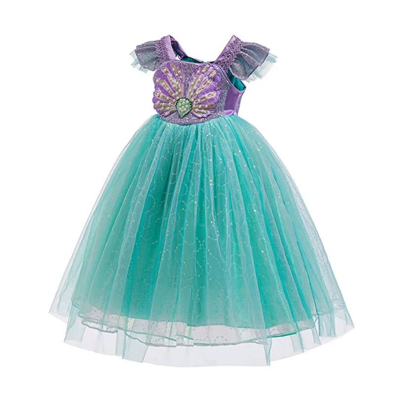 Girls Sequin Shining Dress Kids Mesh Princess Dresses Children Costumes Halloween Performance Party Gown Ball 3-8 Years