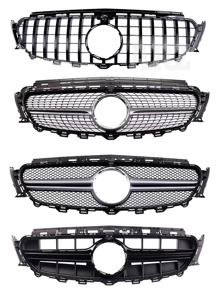 Black Silver Chrome Panamericana GTR Diamond Style Grille Sport For Mercedes Benz E Class W213 C238 2016-2019 Prefacelift AMG