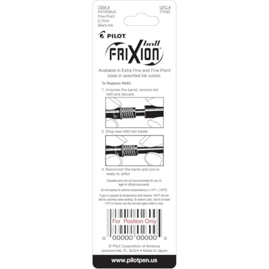 FriXion Ball Gel Ink Refills for Erasable Pens, Fine Point 0.7 mm, Erasable Pen Refills, Pack of 3, Black view 4