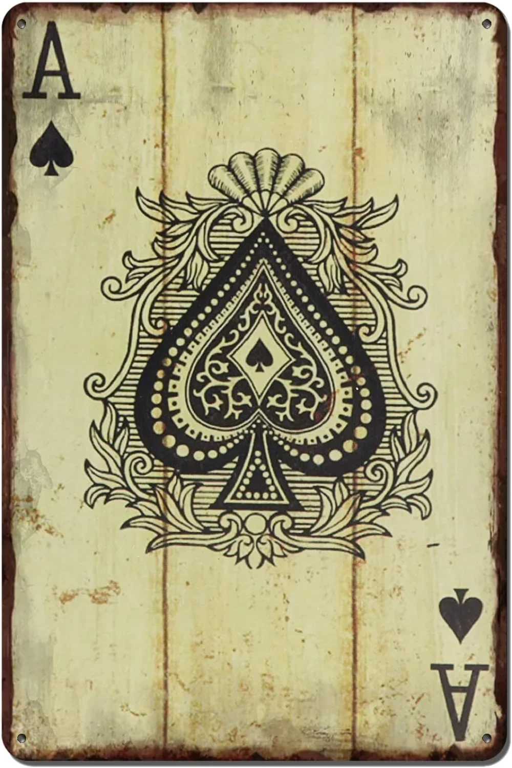 Vintage Poker Metal Sign, Retro Spades Queen Wall Decor, 12x8 Inch for Home Cafe Pub Bar Shop, Rustic Gift