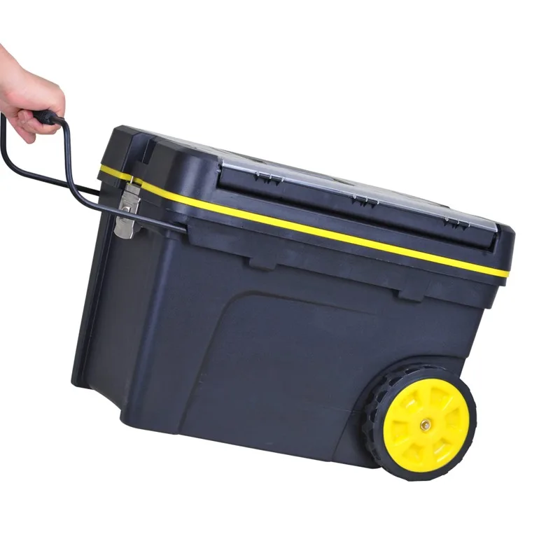 2025Handle and Wheels Portable Outdoor Plastic Tool Box Multifunctional household toolbox