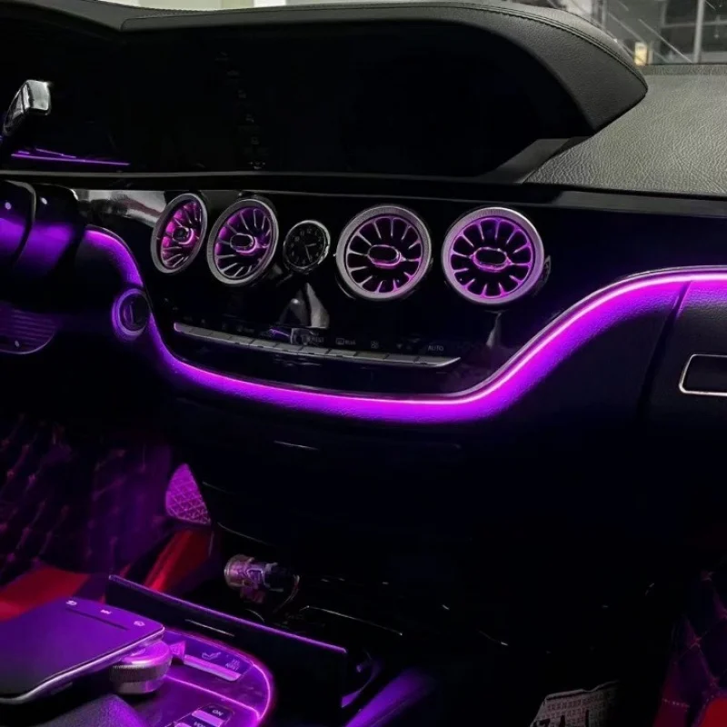 

Suitable for Mercedes-Benz A- C- E-Class GLB GLC E300L C200L C260L Air Vent Turbo Ambient Light Modification Piano Bla