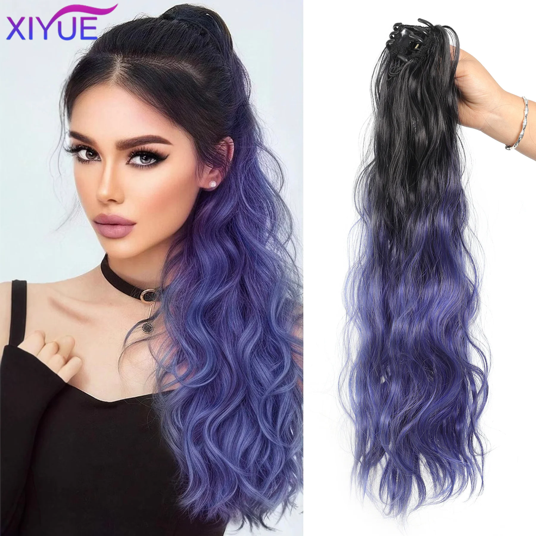 XIYUE 24Inch/60cm Synthetic Long Straight Grab Clip In Ponytail Hair Extensions Hair Piece For Women Hair Accessories ﻿