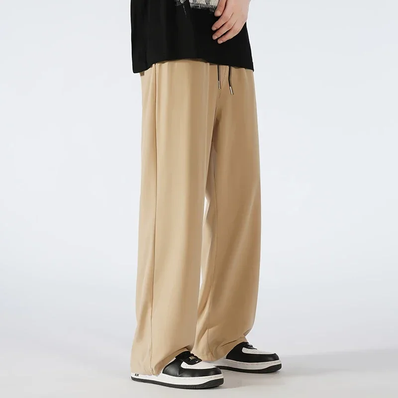 

2024 New Men's Spring and Autumn Straight Leg Casual Suit Pants Men's Drape Wide Leg Versatile Fashion Black Suit Pants