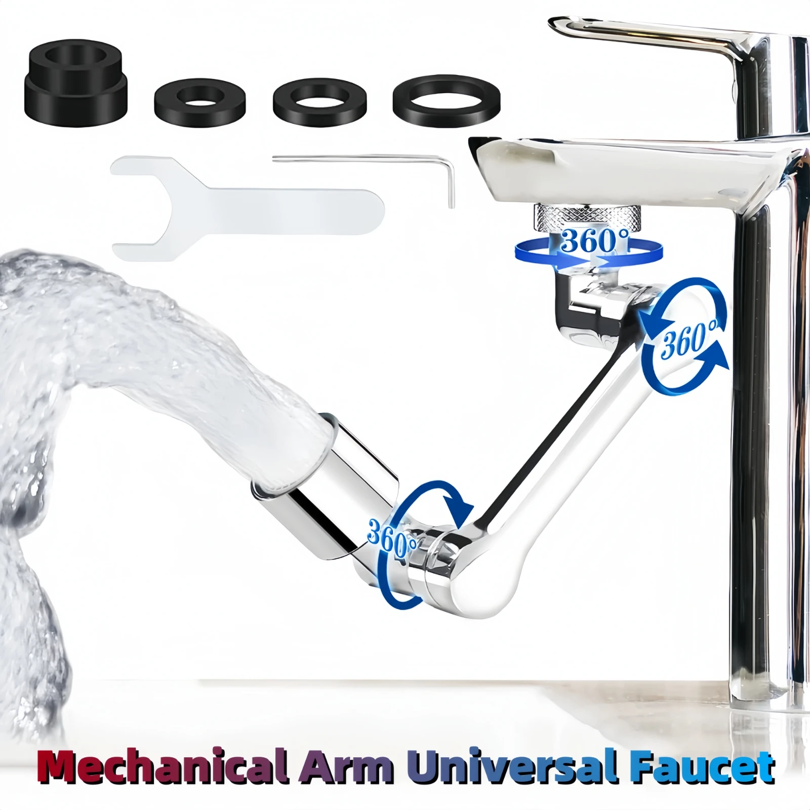 

Basin Faucet Mechanical Arm Universal Faucet Bubbler Washbasin 1080 Degree Rotating Faucet Toilet Splash Nozzle Washing