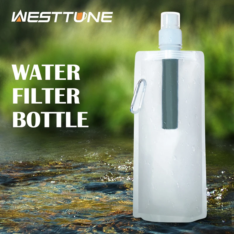 Outdoor Water Filter Straw Bottle for Survival or Emergency Supplies Camping Purification Water Purifier Bag Camping Hiking