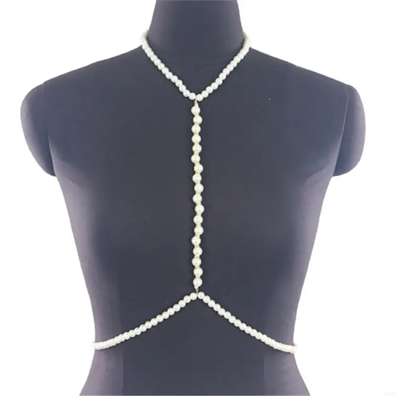 Artificial Pearls Chest Chain for Party Adult Women Body Chain Choker Necklace All Matching Body Jewelry for Formal Event