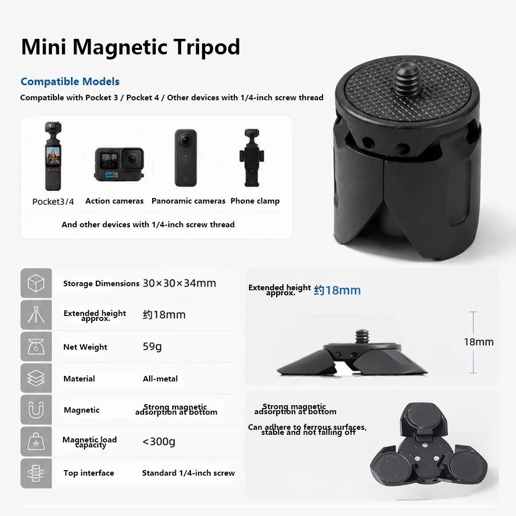 Kunststoff-Mini-Stativständer mit 1/4'' Schraubanschluss für GoPro Action-Kamera, Video-Handy, Vlog-Handgriff für DJI Pocket 3 4 Gimbal-Halterung – Detail 9