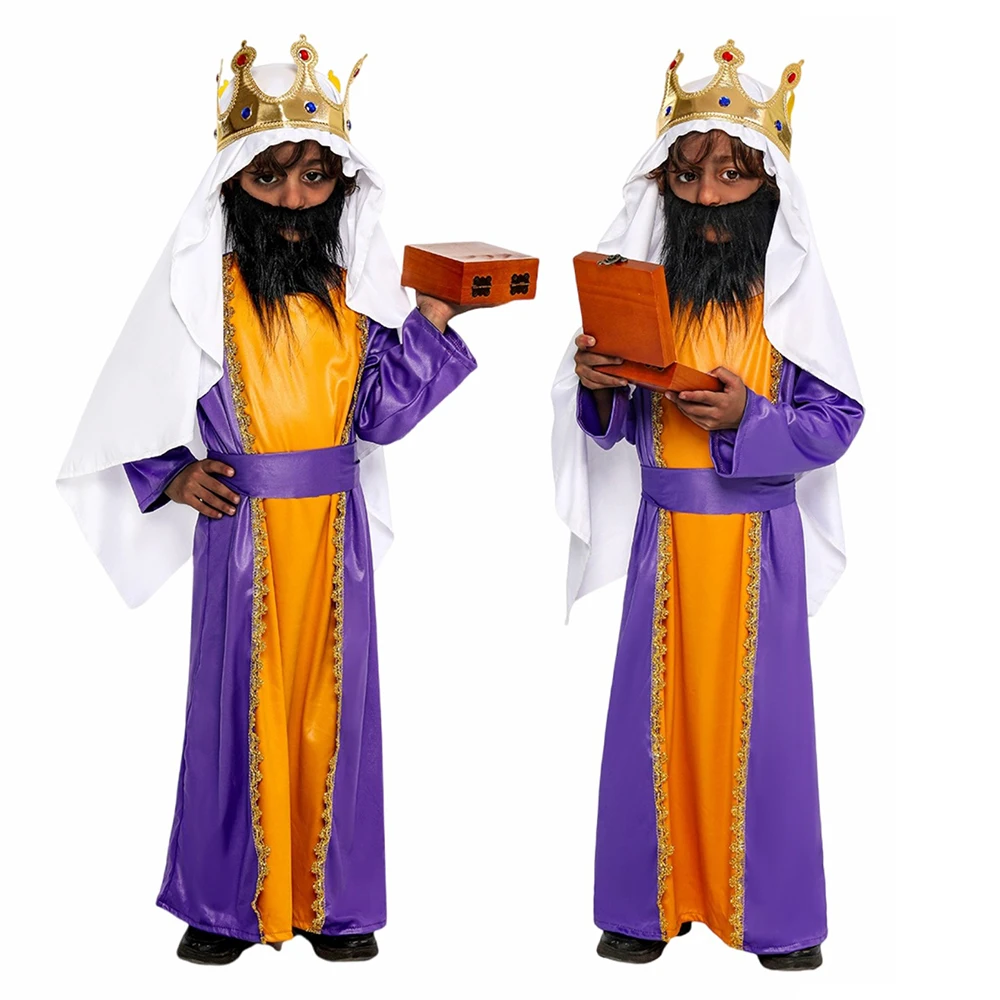 

Средневековый костюм короля с черным лицом для мальчиков и девочек, сценический костюм, июнь 1, фестивальные костюмы для вечеринок, костюмы на Хэллоуин