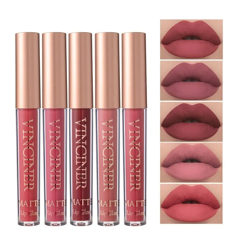 Long-Lasting Liquid Lipstick 12 Colors Rose Nude Smooth Makeup Lip Care Non-stick Cup Waterproof Red Velvet Lipstick Girls