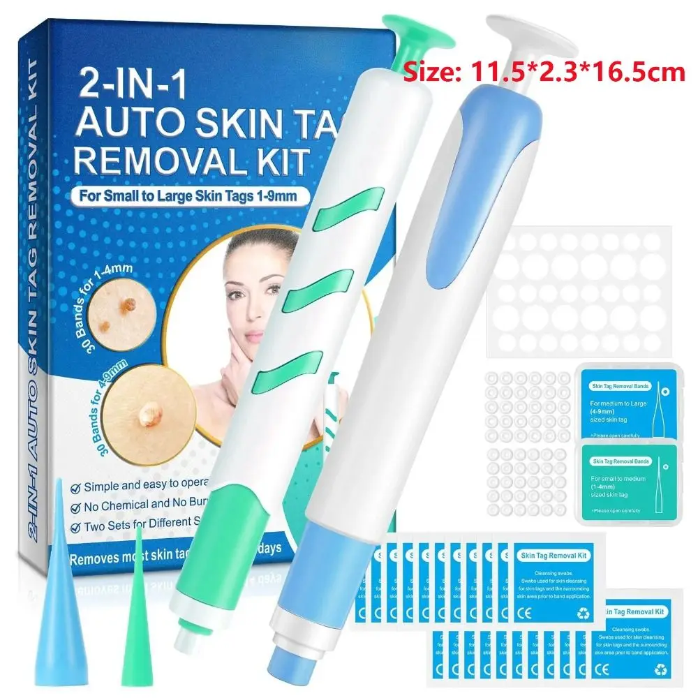New 2-IN-1 Skin Tag Removal Tool Painless with Cleansing Swabs Facial Skin Care Tool ABS Wart Removal Kit Skin