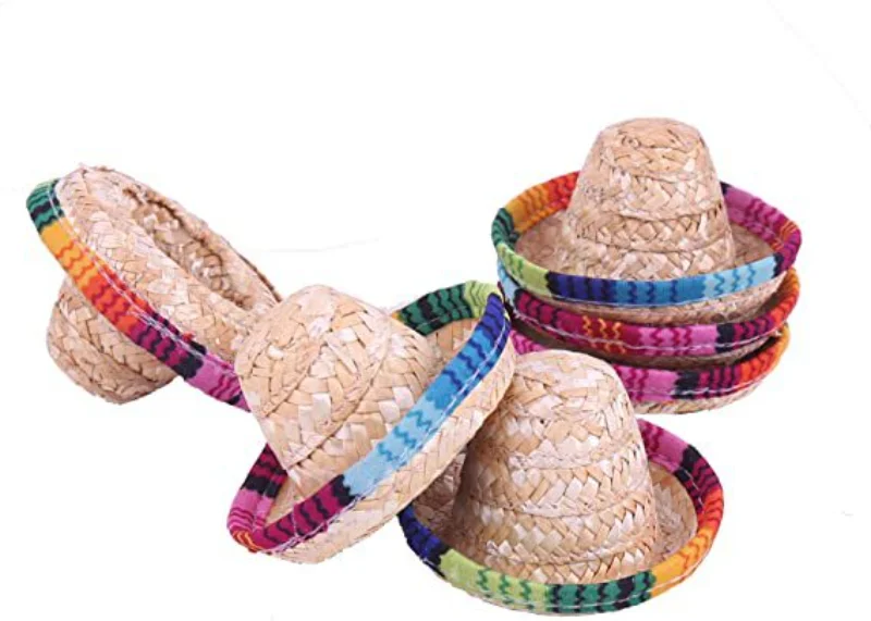 Wijnfles Muts Pet Mini Mexican Strooien Hoed Pop Accessoires Pet Dressing Benodigdheden